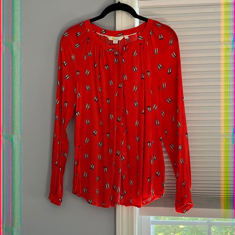 Boden Orange Ballet Slipper Top Button-down